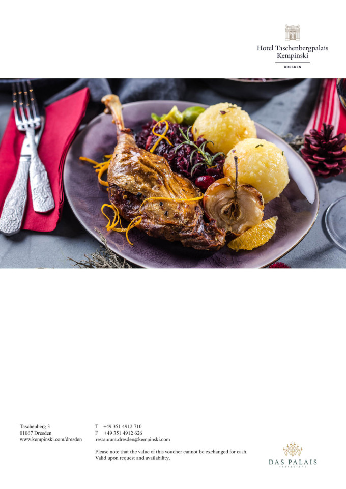 Goose for takeaway at Das Palais Restaurant